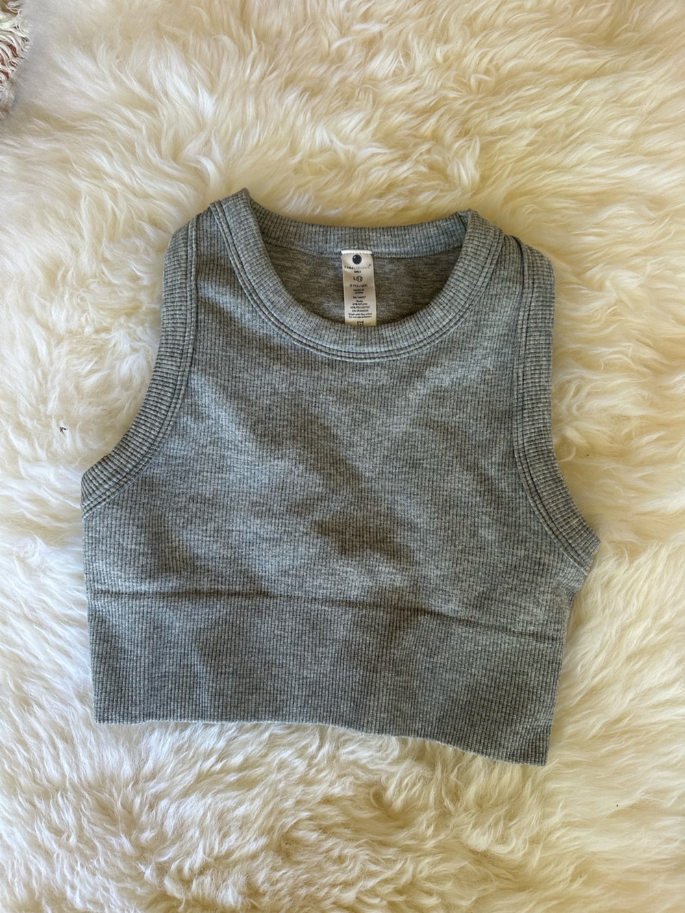 Yogalicious Gray Ribbed Sleeveless Crew Tank